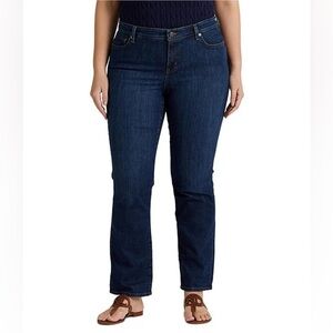 Lauren Ralph Lauren Straight Jeans Women 14 High Rise Blue Denim Cotton Stretch